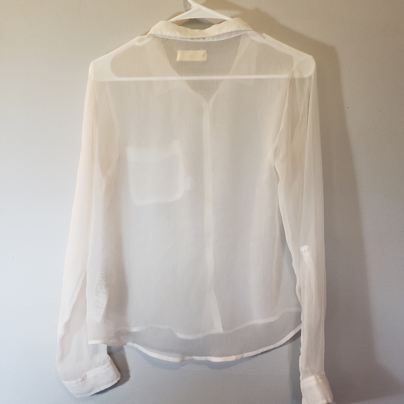 Hollister Sheer White Button up Blouse Size Small - Picture 2 of 5